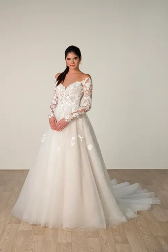 Essense of Australia 8012 #2 (IVIV-PL) IVR LACE TULLE & REGAL ORGANZA OV IVR GOWN W PLN TULLE ILLUS thumbnail