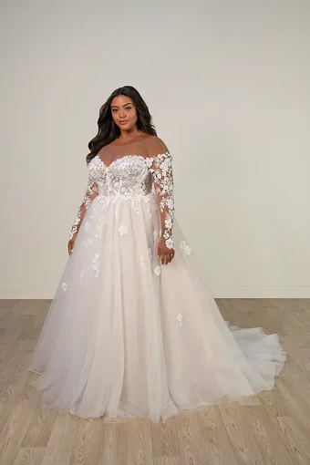 Essense of Australia 8012 #3 (IVIV-PL) IVR LACE TULLE & REGAL ORGANZA OV IVR GOWN W PLN TULLE ILLUS thumbnail