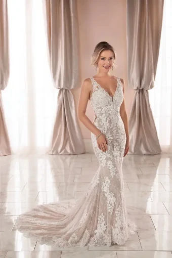 Essense of Australia 6933 #0 default (IVLT-PL) Ivory Lace over Latte Georgette with Porcelain Tulle Illusion thumbnail