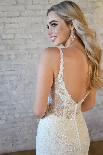 Essense of Australia 7479 #2 (IVBC-PL) Ivory Lace & Tulle ov Biscotti Gown w Porcelain Tulle Plunge thumbnail