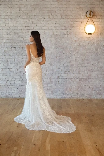 Essense of Australia 7540 #1 (IVAL-PL) Ivory Lace & Tulle over Almond Gown w Porcelain Tulle Plunge thumbnail