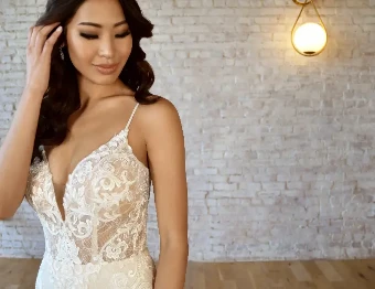 Essense of Australia 7540 #4 default (IVAL-PL) Ivory Lace & Tulle over Almond Gown w Porcelain Tulle Plunge thumbnail